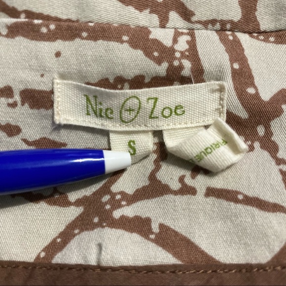 Nic + Zoe Brown Beige Floral Leaf Jacket Blazer - Picture 3 of 4